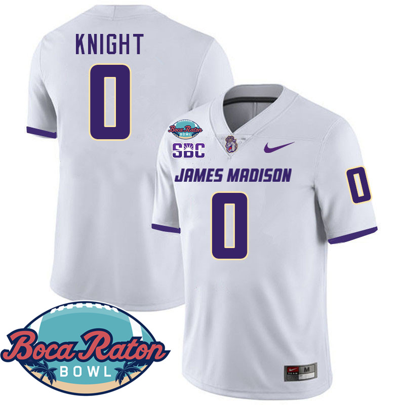 #0 Yamir Knight James Madison Dukes 2024 Boca Raton Bowl Jersey-White